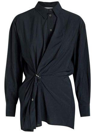 High High Skylark Gathered Woven Shirt - Dark Blue - 48 (UK16 / XL)