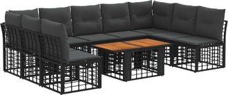 vidaXL Conjunto De Sof&aacute;s De Jard&iacute;n 10 Uds. Negro Y Gris Oscuro Vidaxl