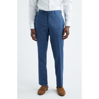 Jack Victor Patrick Tropical Wool, Silk & Linen Blend Pants in Blue at Nordstrom, Size 30