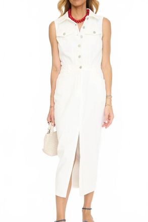 English Factory Sleeveless Maxi Denim Dress In Off-White