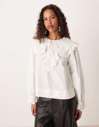 Vero Moda Blusa bianca con frange-Bianco