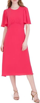 Julia Jordan Flutter Sleeve Midi Dress in Coral at Nordstrom Rack, Size 10