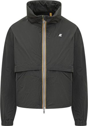 K-Way Black Logo Mock Collar Jacket