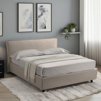 Dmora Cama Franc&eacute;s Brosso, Desenfundable, Con Almacenaje Made In Italy, Tama&ntilde;o Colch&oacute;n 120x200 Cm, Gris Tortora