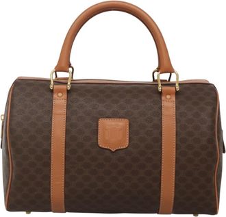 Celine Macadam Handbag Macadam With Leather Brown Canvas Bag (Pre-Owned)