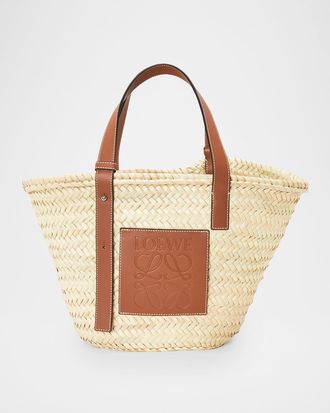 Loewe Basket Medium Woven Raffia Tote Bag