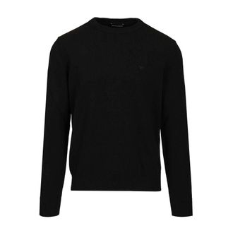 Emporio Armani Logo-embroidered Crew Neck Jumper - male - Emporio Armani - Round-neck Knitwear - Black - XL - Knitwear