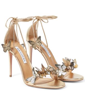 Aquazzura Papillon 105 appliqu&eacute; leather sandals