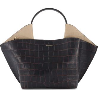 Ree Projects Mini Ann Croc Embossed Leather Tote in Red Brown at Nordstrom