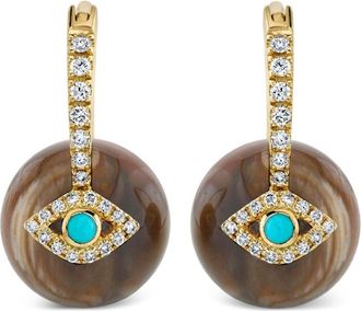 Sydney Evan 14K Yellow Gold Evil Eye Diamond Earrings - Womens - 14kt Yellow Gold/Diamond/Freshwater Pearl