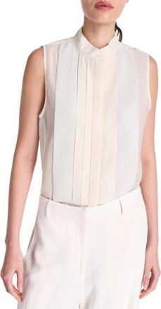 TWP Adele Sequin Cotton & Silk Sleeveless Button-Up Shirt in Ivory at Nordstrom Rack, Size X-Large