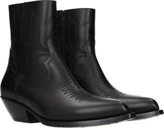 Celine Womens Black Leather Ankle Boots