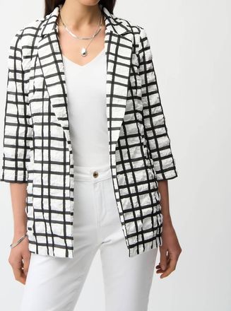 Joseph Ribkoff Collared Checkered Top In Off-White