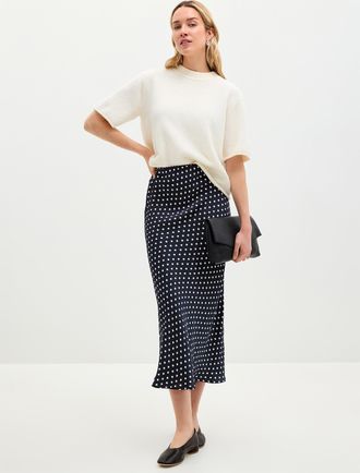 Part Two Womens Laurina polka-dotted satiny skirt