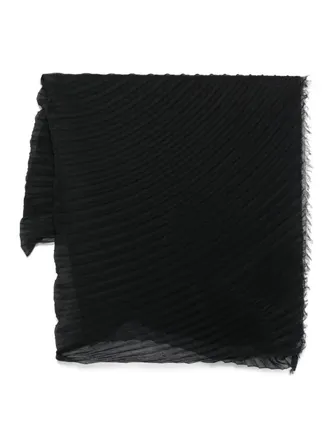 Issey Miyake pleated scarf - women - Wool/Polyester/Silk - One Size - Black