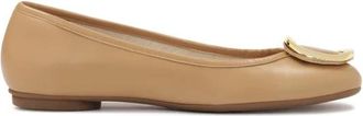 Kazar Beige leren ballerinas met metalen versiering - Dames - Ballerinas - Beige - 36 EU - Leer - Schoenen