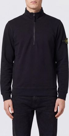 Stone Island Felpa a dolcevita in cotone con mezza zip e patch logo Compass