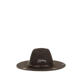 Golden Goose Cappello Fedora Ricamato in Lana - - Accessories - Donna - Marrone - L