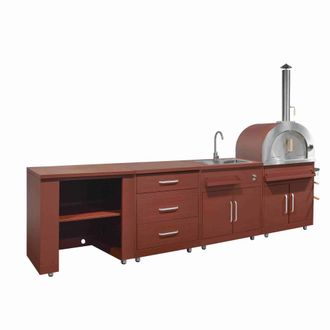 Oviala Cocina exterior de 4 piezas con horno de pizza de ladrillo