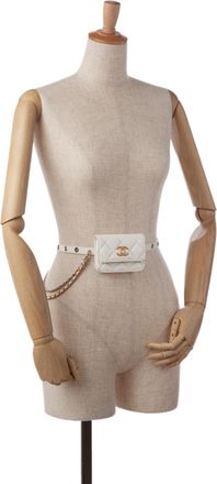 Chanel Pre-owned Womens Belt Bag Quilted Leather - White - One Size
