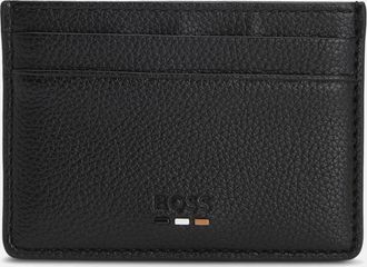 HUGO BOSS Mens BOSS Orange Ray Mens Grained Faux-Leather Card Holder with Logo Trim - Black 001 - Size: ONE size