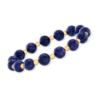Ross-Simons Sapphire Bead Stretch Bracelet With 14kt Yellow Gold