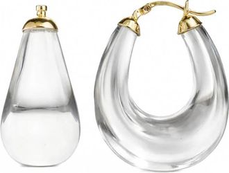 Gold & Honey Womens Chunky Bucket Hoop Earrings In Clear