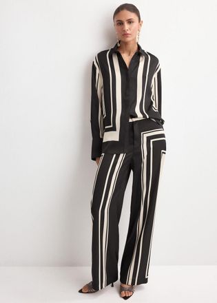 Mango Blusa satinata stampata nero - Donna - S - MANGO