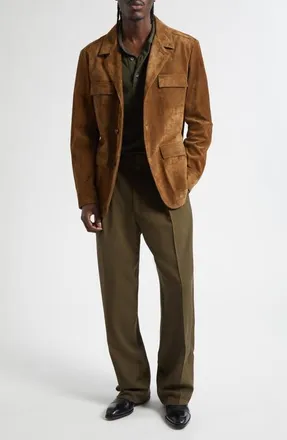 Tom Ford Pleated Wool, Cashmere & Silk Pants in Green Wood at Nordstrom, Size 38 Us