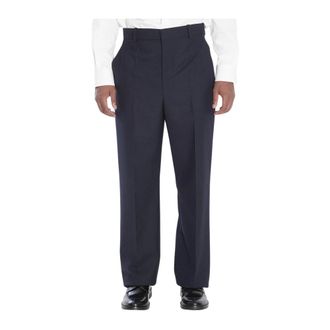 Saint Laurent High-Rise Straight-Leg Wool Trousers - male - Saint Laurent - Suit Trousers - Blue - M - Trousers