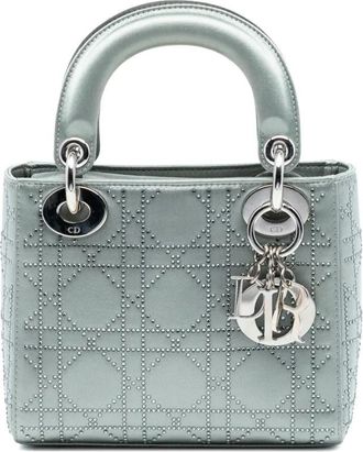 Dior 2010 Mini Satin Cannage Strass Crystal Embellished Lady Dior satchel - Grigio
