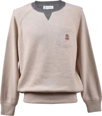 Brunello Cucinelli Maglione con ricamo logo e maniche raglan - Toni neutri