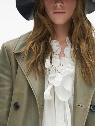 Ann Demeulemeester Agniet double-breasted leather coat - women - Calf Leather - 44 - Green