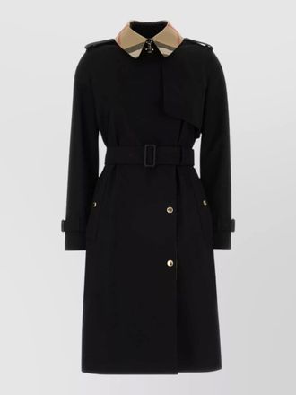 Burberry cotton trench coat belted waist epaulettes