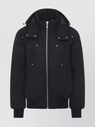 Moose Knuckles hooded bomber jacket ribbed cuffs