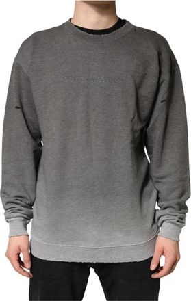 Dolce & Gabbana Sweatshirt met ronde hals - Heren - Sweatshirts - Grijs - M - Katoen - Hoodies & sweatvesten