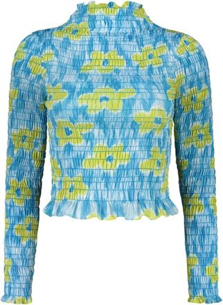 Amy Crookes Gedrukte Top met Lange Mouwen - Dames - Longsleeves - Blauw - Xs/S - Polyester - Tops