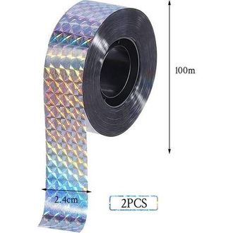 OEM Nastro Olografico Lucido Biadesivo Repellente Per Uccelli, 2,4 Cm &times; 100 M - Per Tenere Lontani Piccioni E Uccelli Da Balconi, Tetti E Terrazze