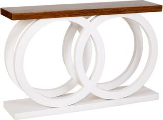 Wanderlust Deco Recibidor De Madera Artesanal Blanco 120x30x75h Cm