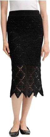 DKNY Midi-rok met elastische tailleband - Dames - Midirokken - Zwart - S - Katoen - Rokken