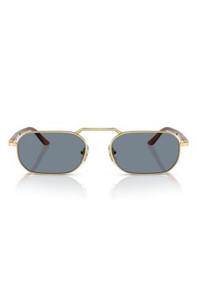 Persol 57mm Polarized Rectangular Sunglasses in Gold/Brown/Light Blue at Nordstrom
