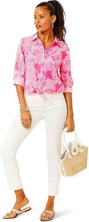 Lilly Pulitzer Sea View Button Down Womens Clothing Roxie Pink : XXS, Linen