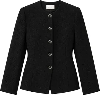 R&oacute;he Black Boucl&eacute; Wool Shaped Blazer