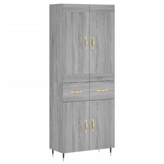 vidaXL Aparador Alto Madera Contrachapada Gris Sonoma 69,5x34x180 Cm Vidaxl