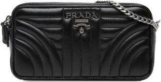 Prada Pre-owned Quilted Crossbody Bag - Dames - Vintage Schoudertas - Zwart - ONE Size - Leer - Vintage