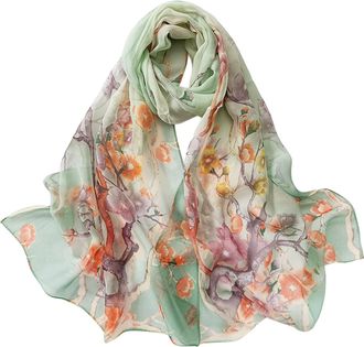 Generic Scarfs For Women Lightweight Print Floral Pattern Scarf Shawl Fashion Scarves Shawls And For Spring Cotton And Silk Scarves (Mint Green, One Size)