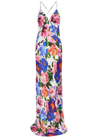 Borgo De Nor Borgo DE Nor Olive Floral-print Satin Maxi Dress - Multicoloured - 10 (UK10 / S)