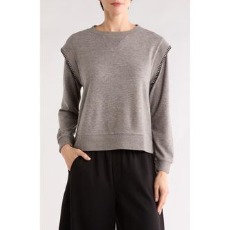 Democracy Whipstitched Sweatshirt in Heather Putty/Black at Nordstrom Rack, Size X-Small