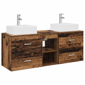vidaXL Set Di Armadi Da Bagno 3 Pz Legno Antico 49,5 X 41 X 62,5 Cm Vidaxl