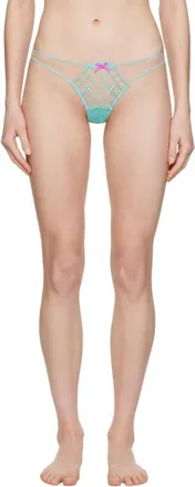 Fleur du Mal Dotty Grid Cheeky Panties In Bright Jade